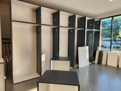 garage cabinet mid-installation Dallas