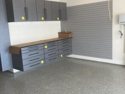 garage cabinets & countertops after transformation